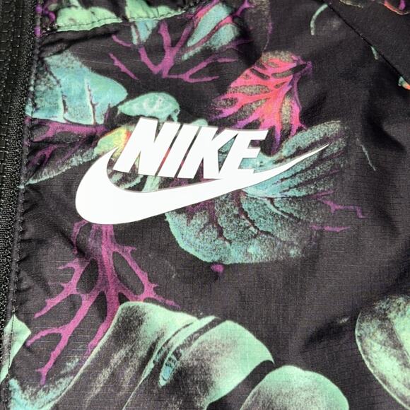 Nike Kids' Black and Green Floral Windbreaker Jacket Size XSmall - Picture 4 of 9